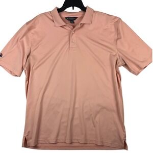 Brooks Brothers Mens XL Performance Polo Shirt Salmon Pink Short Sleeve Stretch